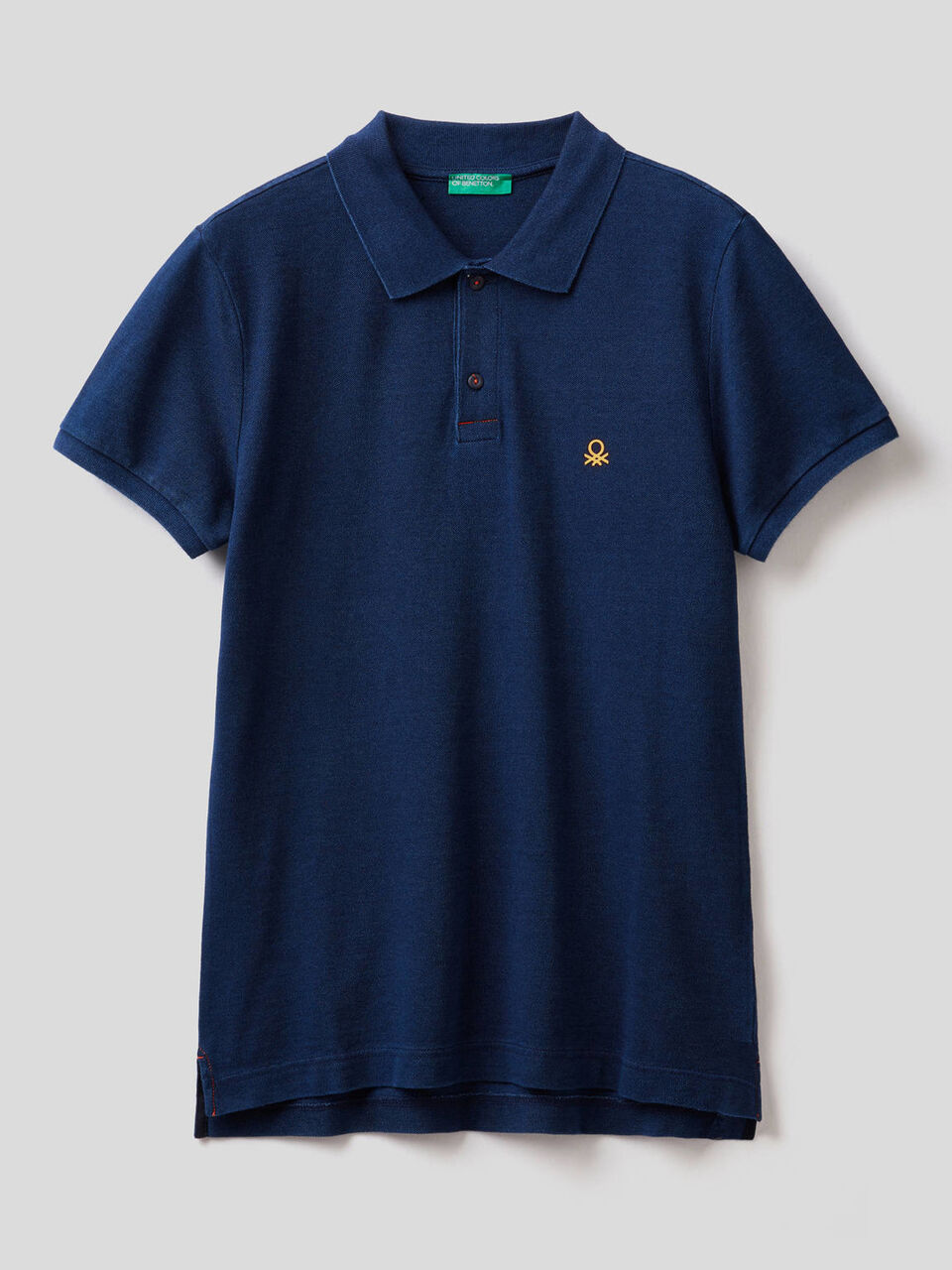 Pure cotton polo with indigo dye image number 1
