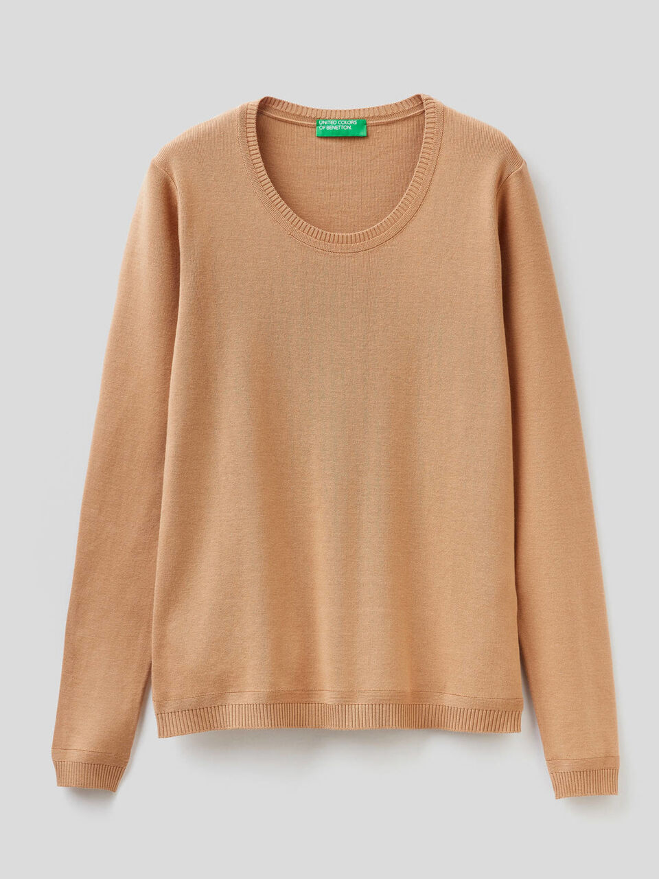 Crew neck sweater in pure cotton image number 1
