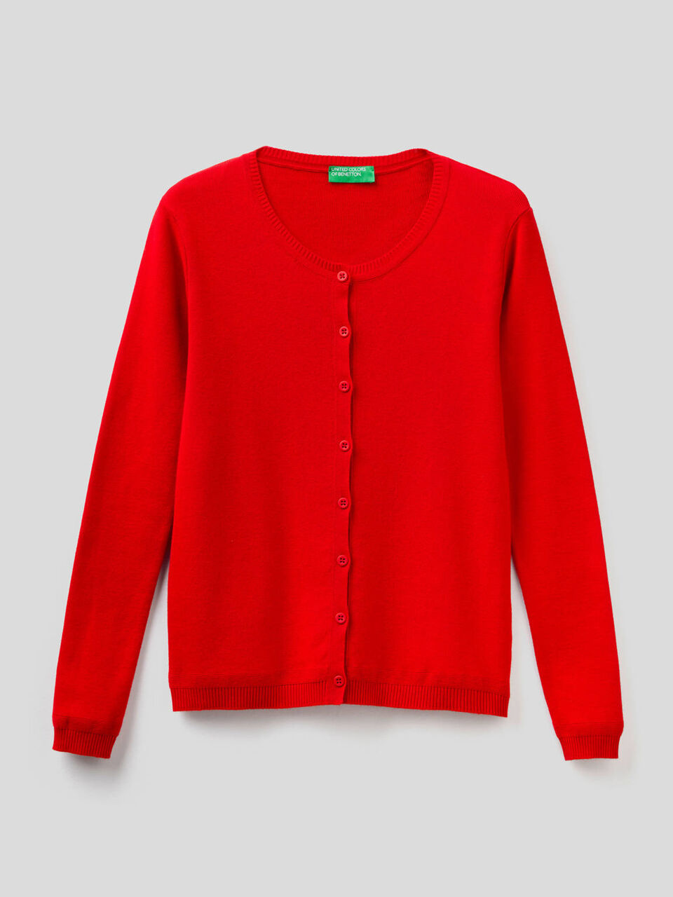 Pure cotton crew neck cardigan image number 1