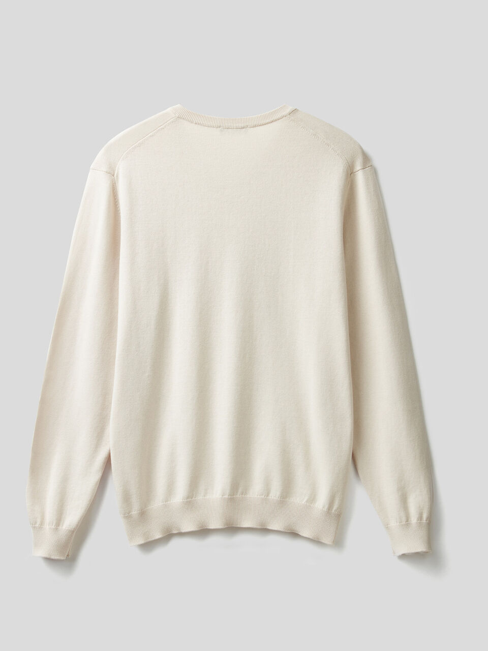 Pure cotton sweater with V-neck image number 2