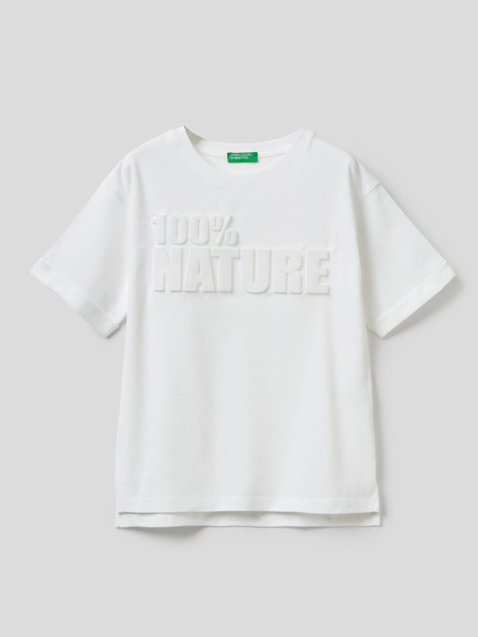 T-shirt with embossed slogan image number 1