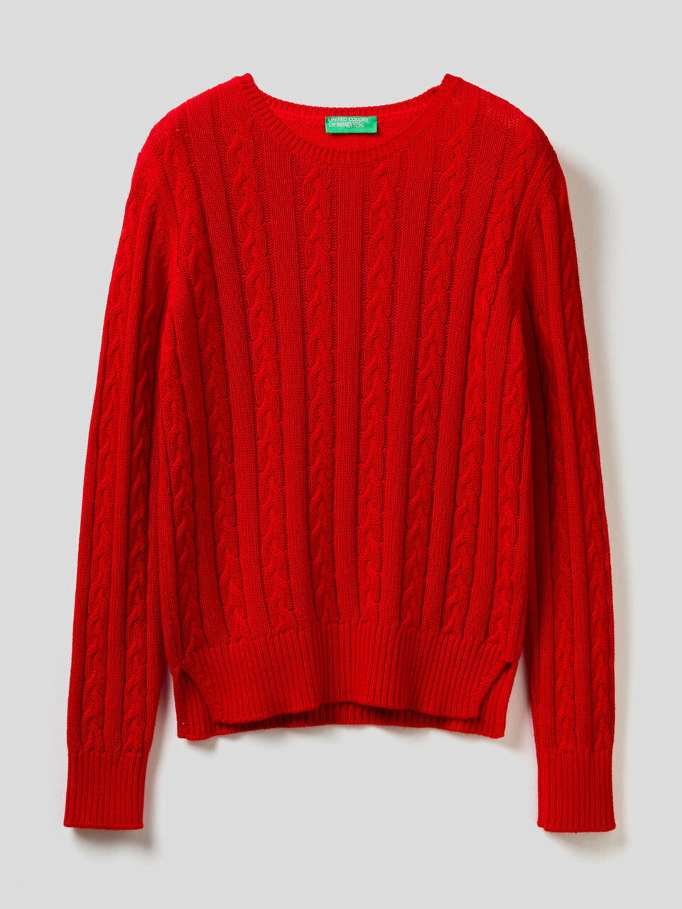 Cotton sweater with cable knit image number 1