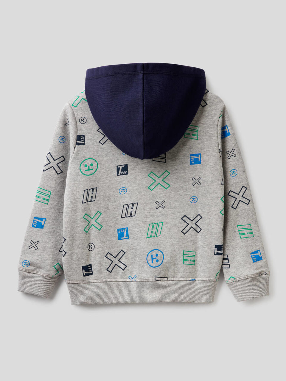 Patterned hoodie with zip image number 2