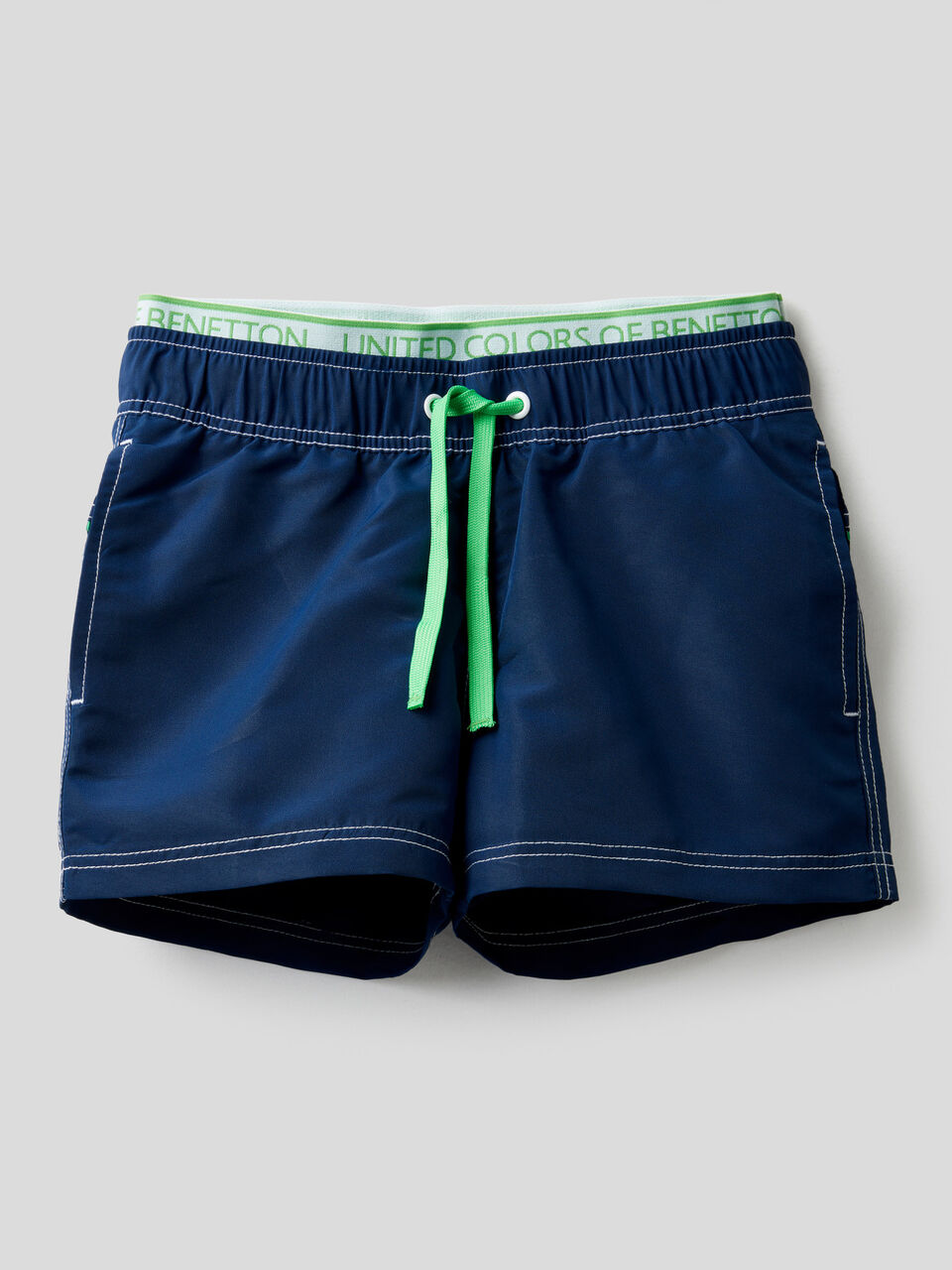 Swim trunks with elastic logo image number 1
