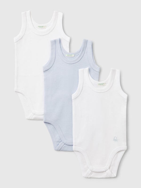 Three sleeveless bodysuits in cotton New Born (0-18 months)