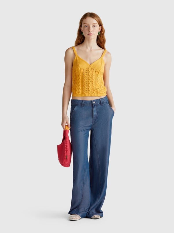 Wide trousers in chambray Women