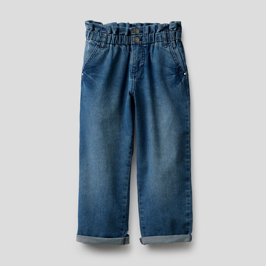Paperbag jeans in stretch cotton blend