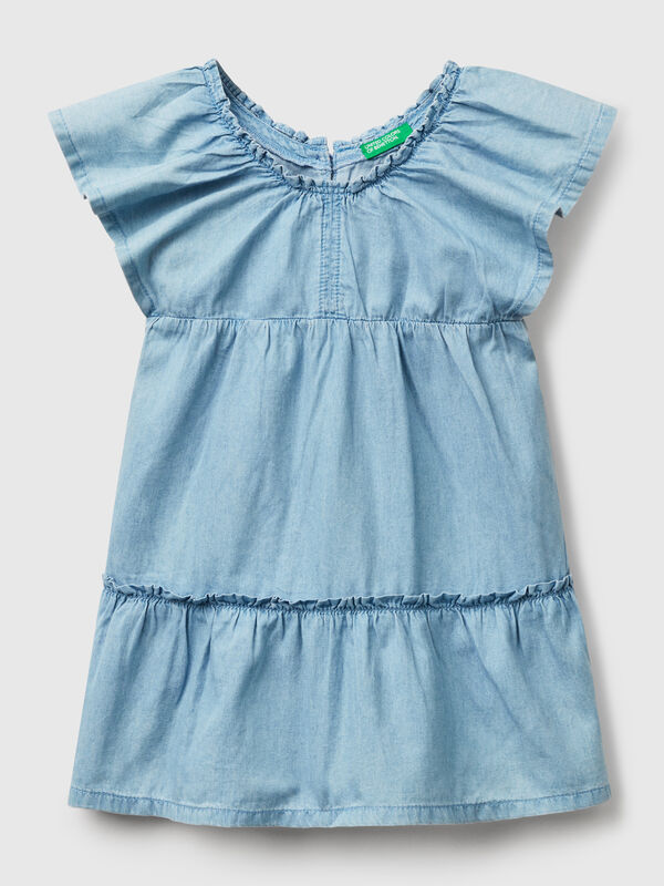 Dress in chambray with frill Junior Girl