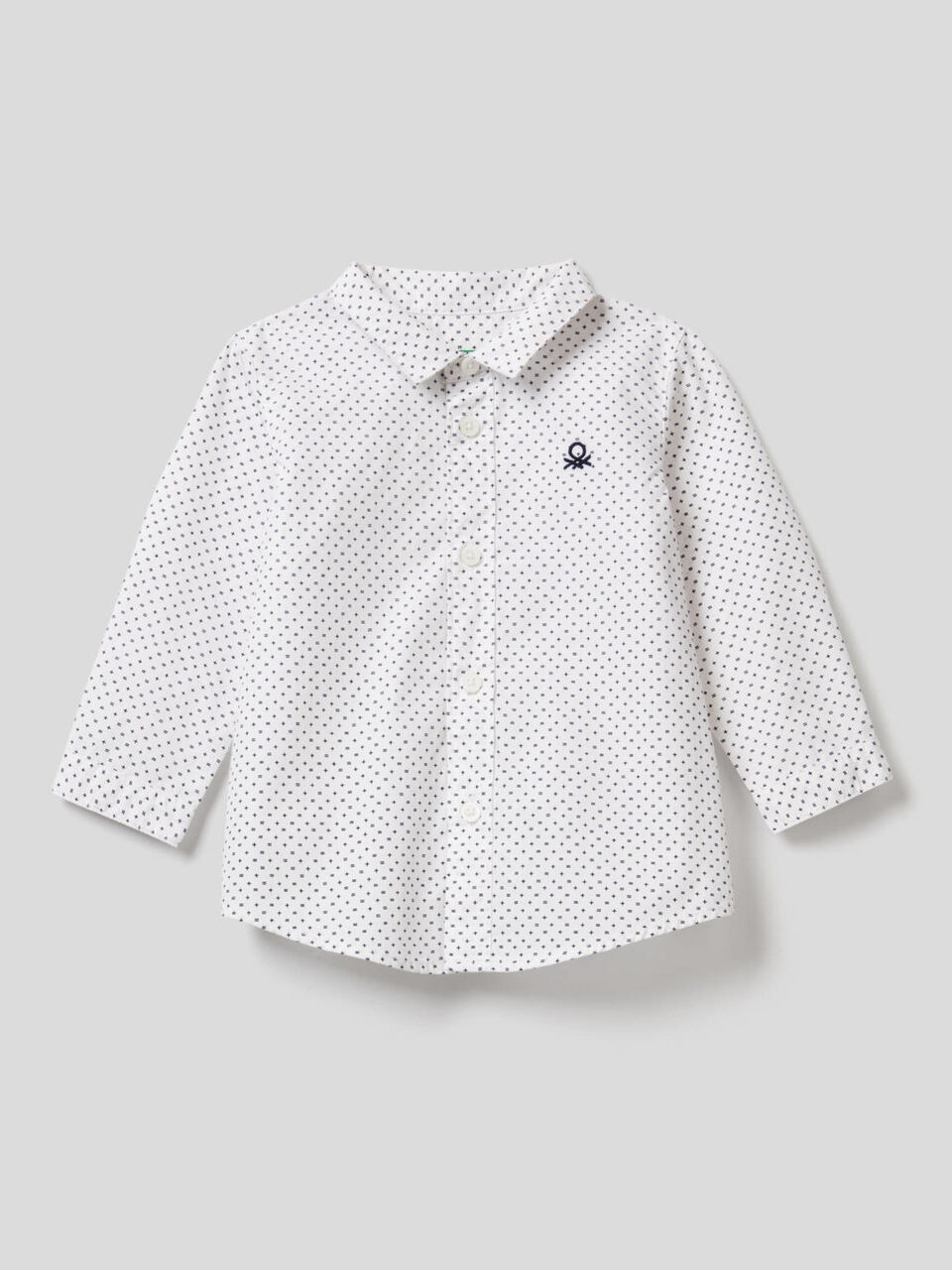 100% cotton shirt with micro pattern image number 1