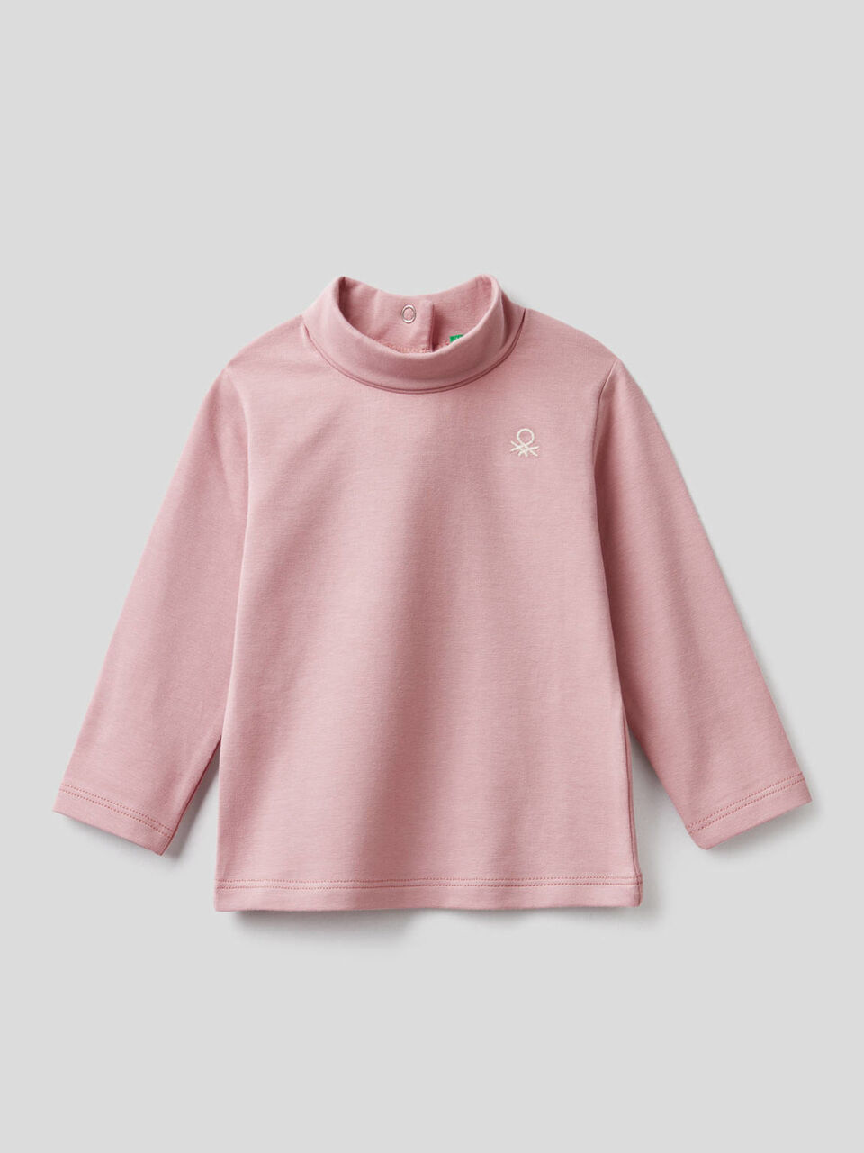 T-shirt in stretch cotton with high neck image number 1