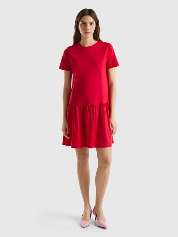 Short dress in long fiber cotton Women