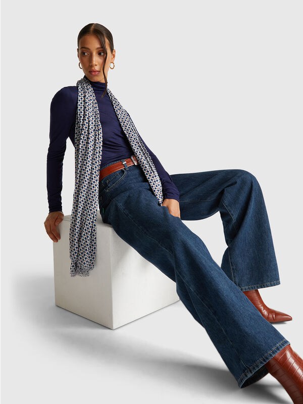 Turtleneck t-shirt in viscose and cashmere blend Women