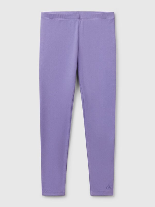Leggings in stretch cotton with logo Junior Girl