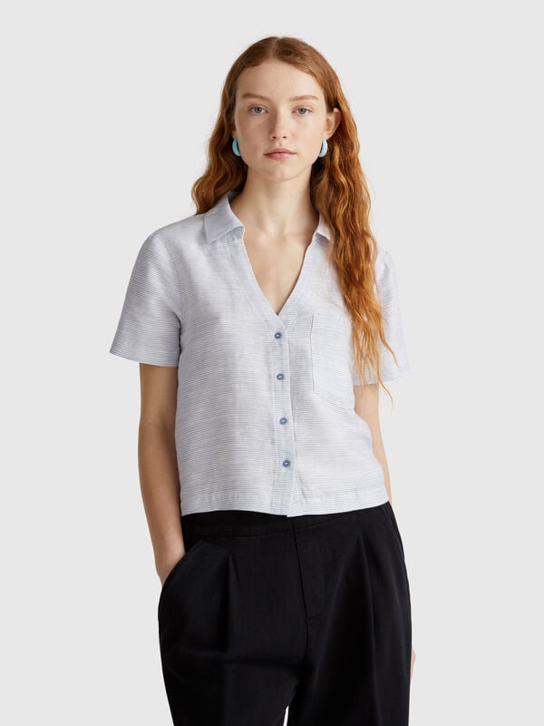 Striped shirt made from linen blend Women