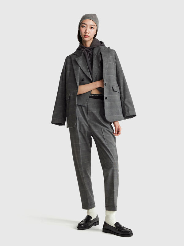 Houndstooth flannel trousers Women