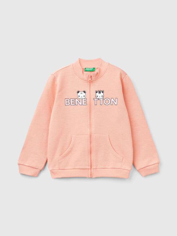 Hoodie with zip in organic cotton Junior Girl