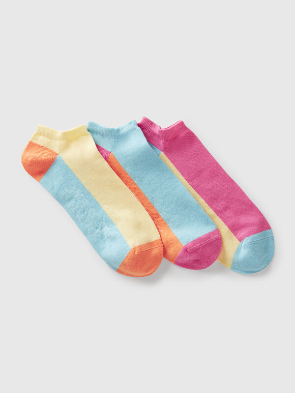 Three pairs of color block socks
