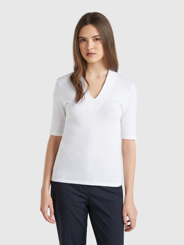 Slim fit t-shirt in long fiber cotton Women