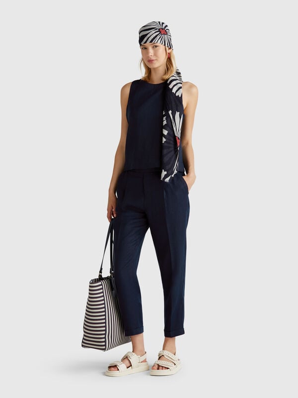 Regular fit pure linen trousers Women