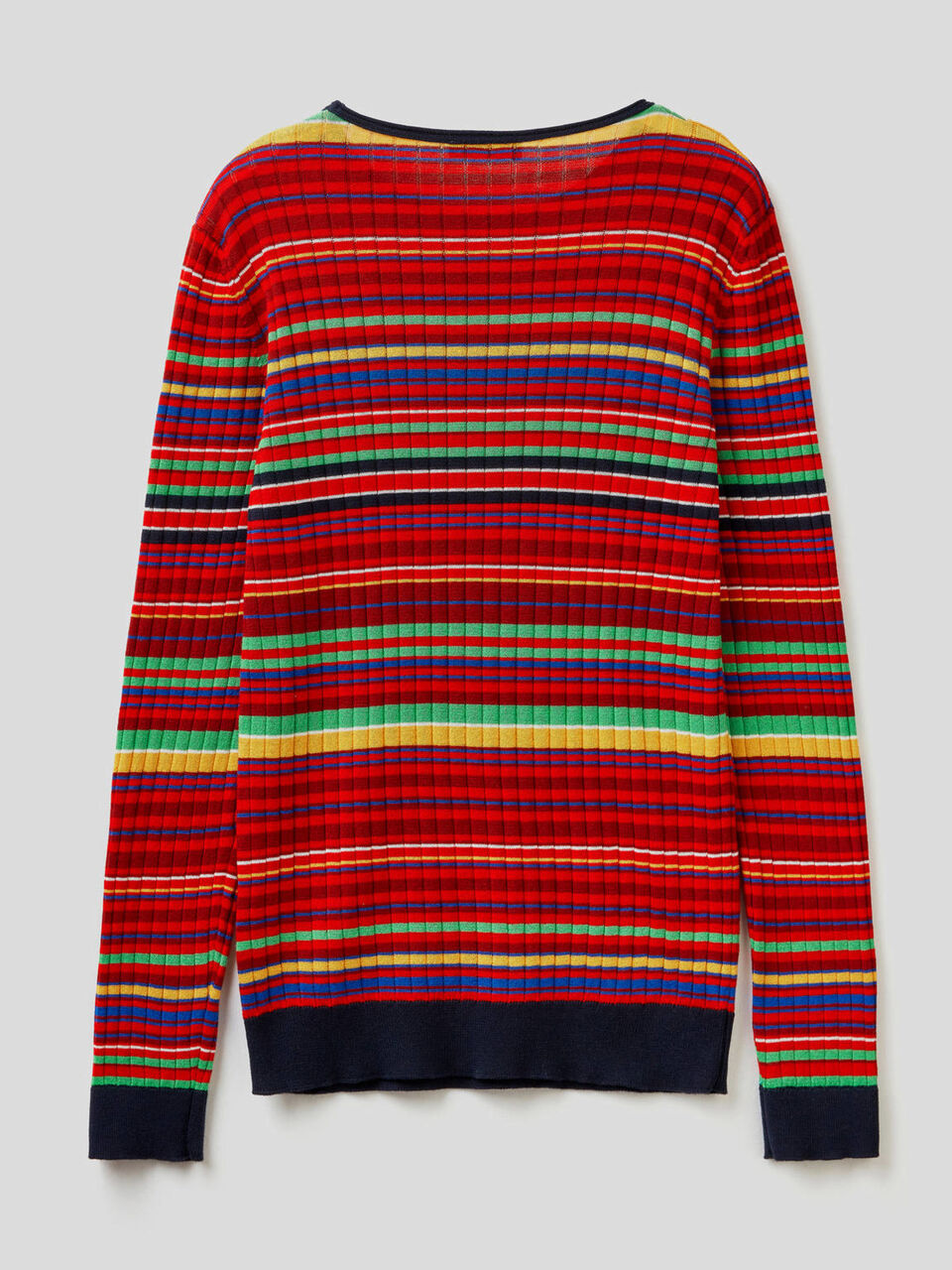 Sweater in 100% cotton with multicolor stripes image number 2