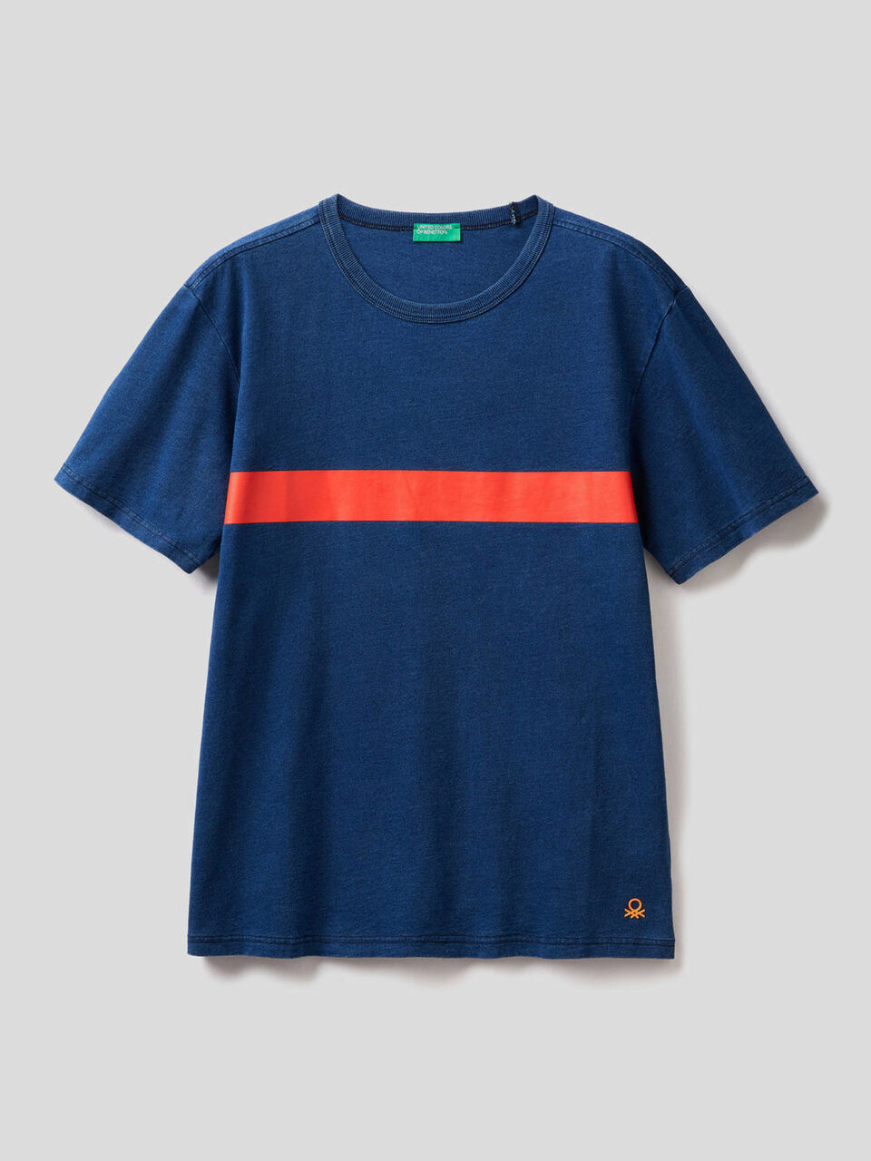 Pure cotton t-shirt with indigo dye image number 1
