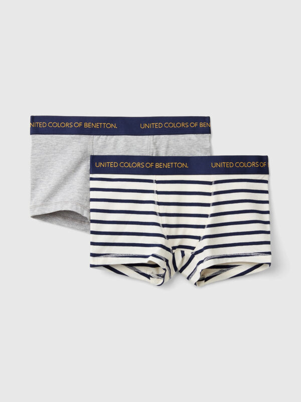 Two boxers in stretch organic cotton Junior Boy