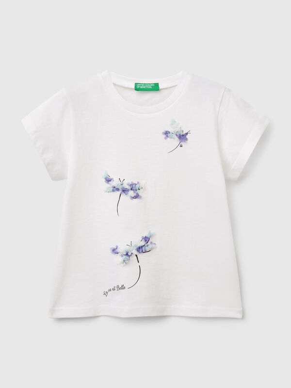 T-shirt with petal effect applique Junior Girl
