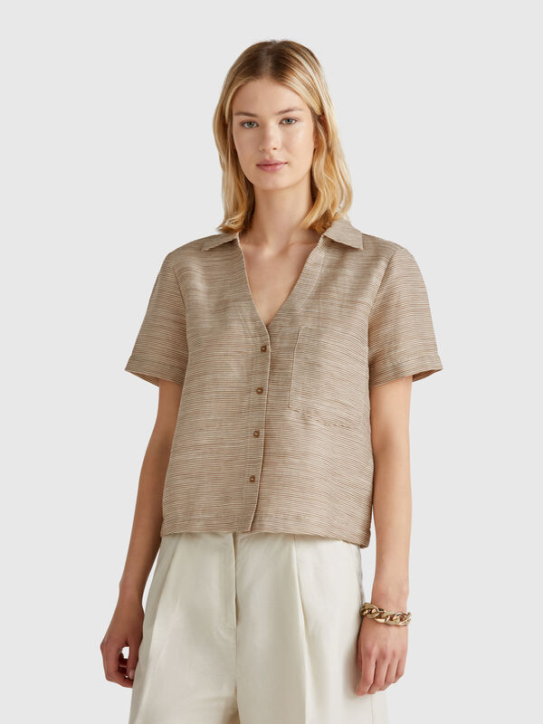Striped shirt made from linen blend Women