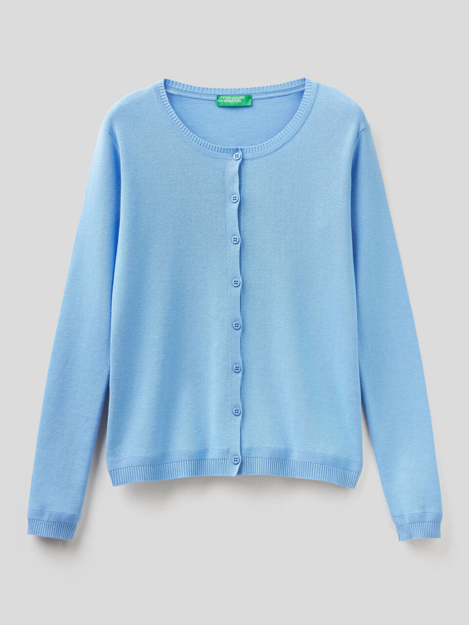 Pure cotton crew neck cardigan image number 1