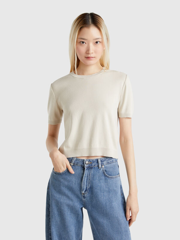 Short sleeve 100% cotton sweater Women