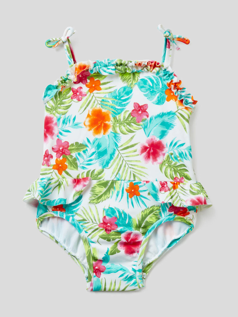 One-piece patterned swimsuit for baby girls image number 1
