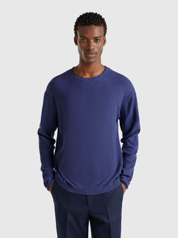 Sweater in linen and cotton blend Men