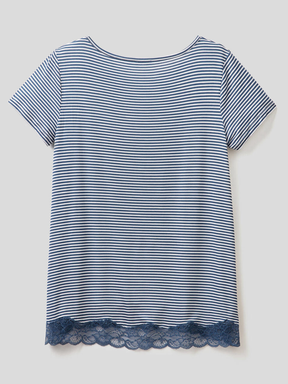 Striped t-shirt with lace insert image number 2