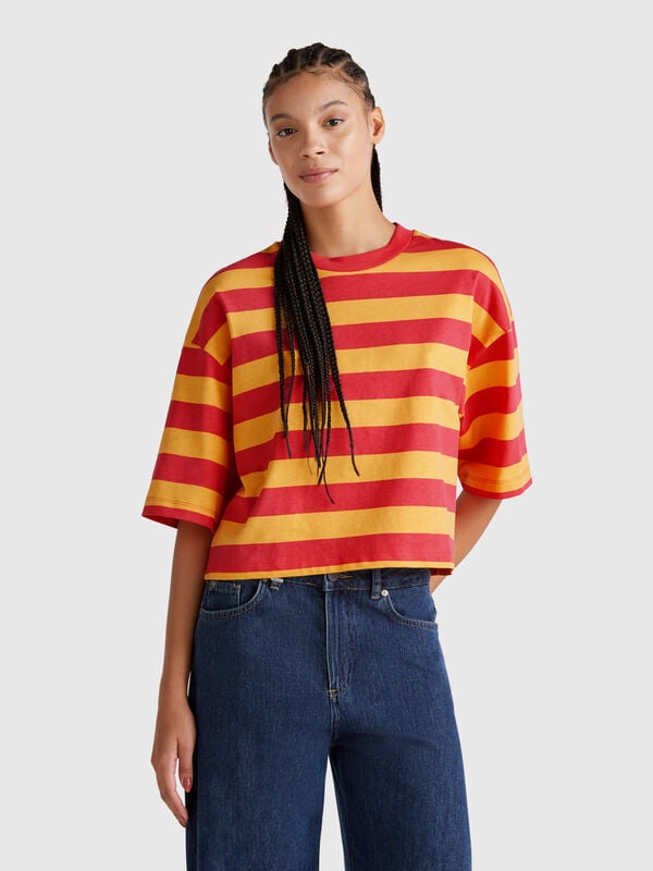 Orange and fuchsia striped t-shirt Women