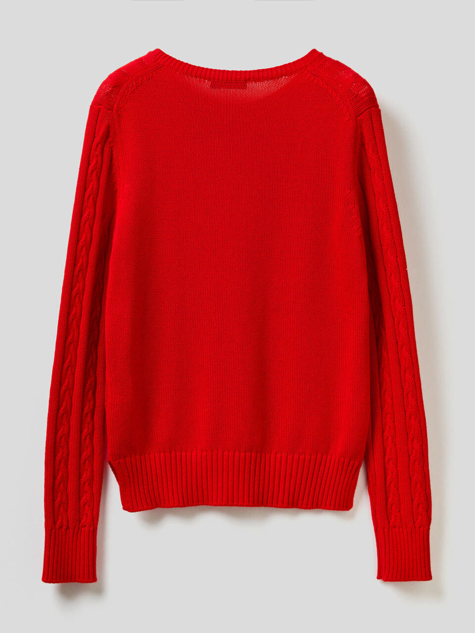 Cotton sweater with cable knit image number 2
