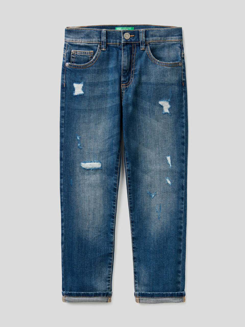 Jeans in stretch cotton with tears image number 1
