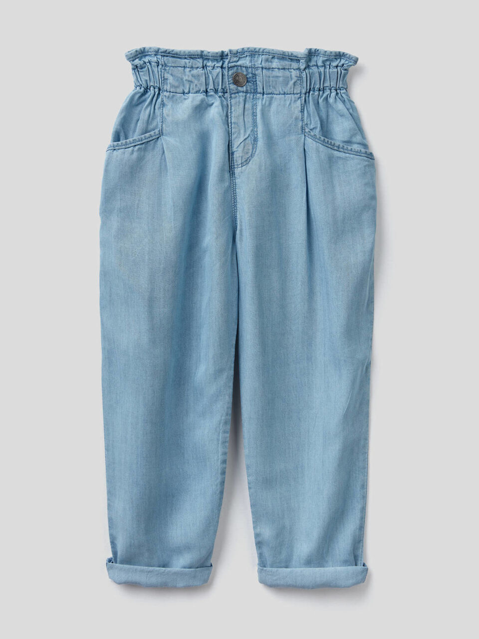 Paper bag trousers in lightweight denim image number 1