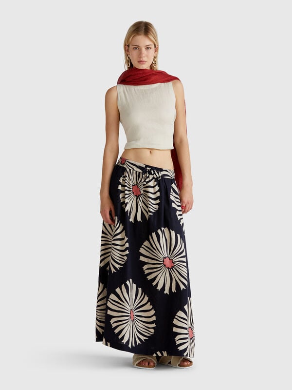 Midi skirt with floral print Women