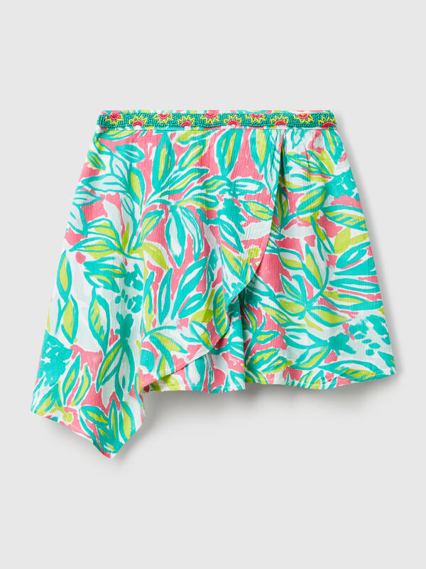 Mini skirt with tropical print Junior Girl