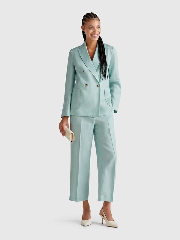 Straight trousers in pure linen Women