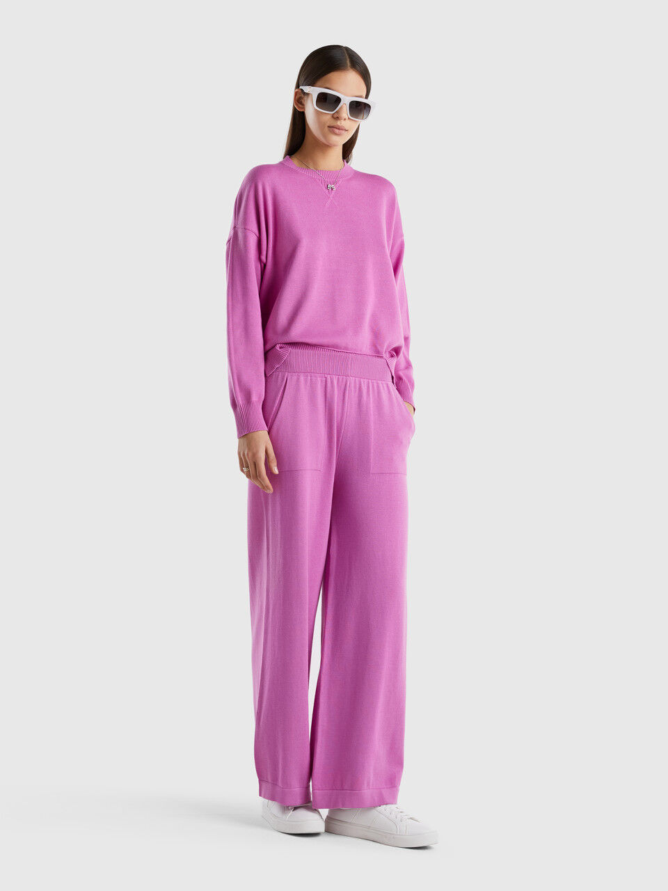 Knit wide trousers
