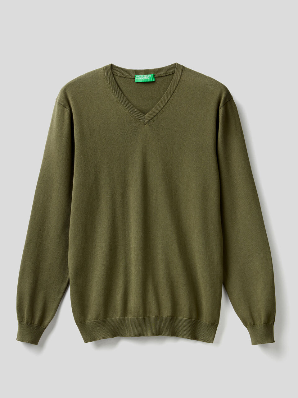 Pure cotton sweater with V-neck image number 1