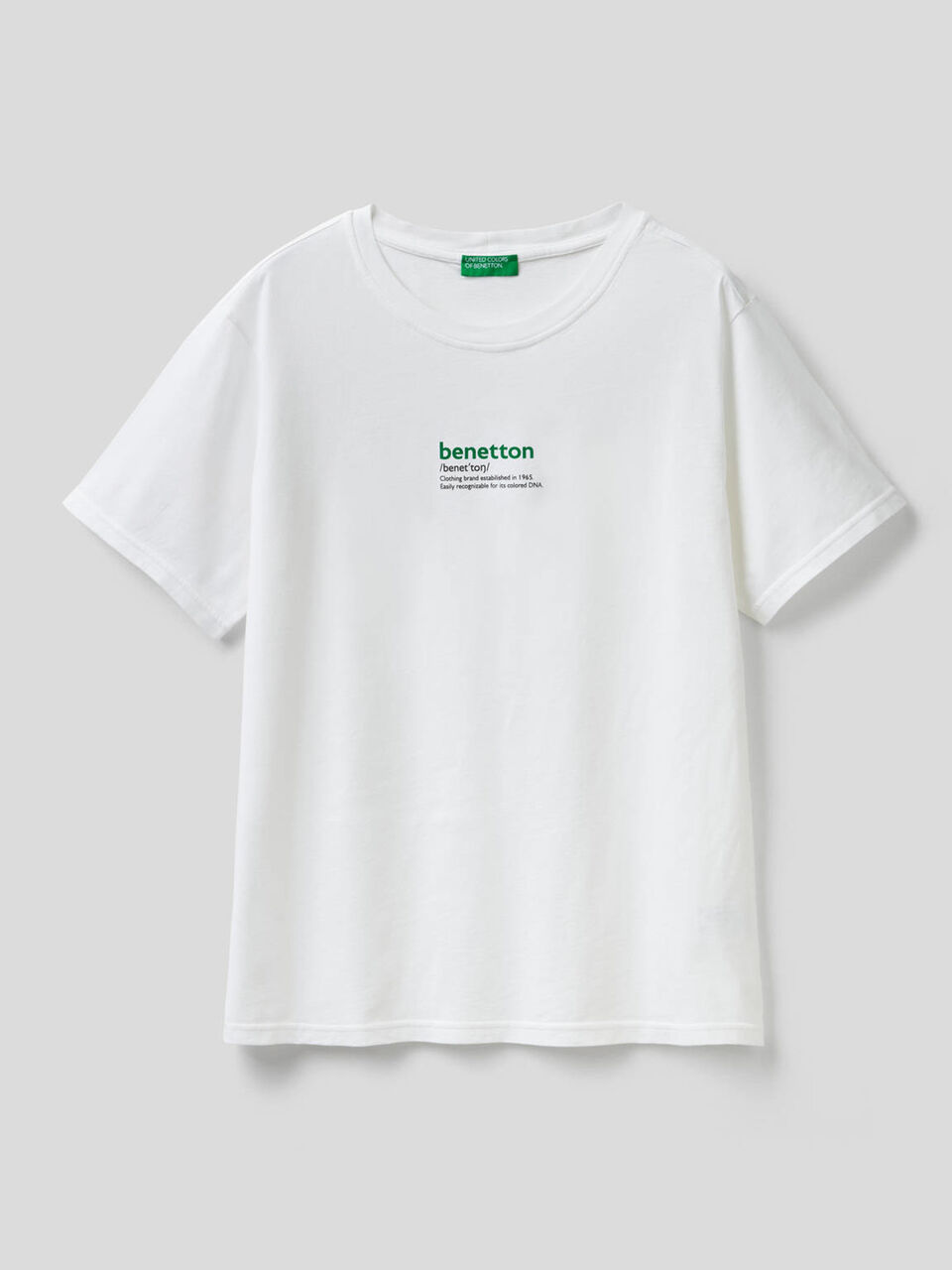 White t-shirt in pure cotton with print image number 1