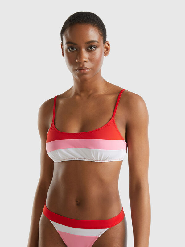 Striped bikini top in ECONYL® Women