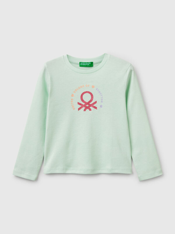Slim fit t-shirt with glittery print Junior Girl