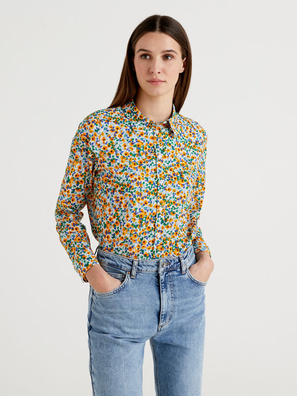 Floral pattern shirt in pure cotton Women