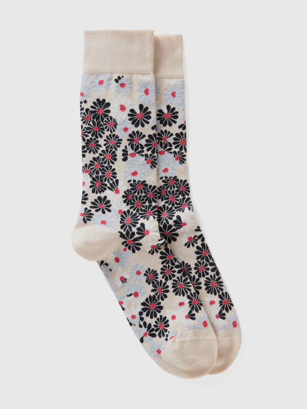 Long pink floral socks