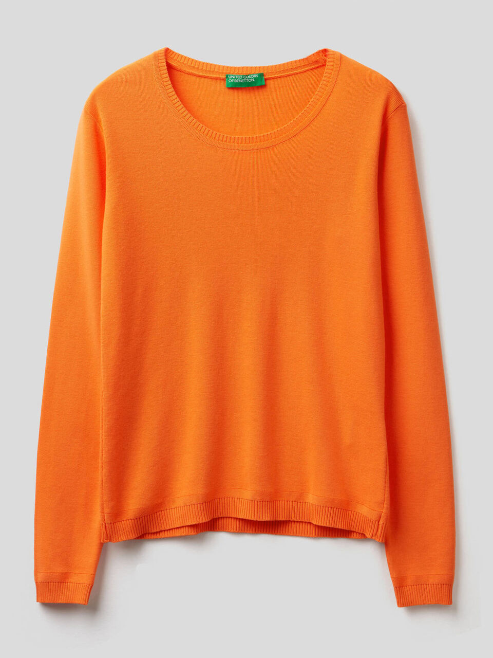 Crew neck sweater in pure cotton image number 1