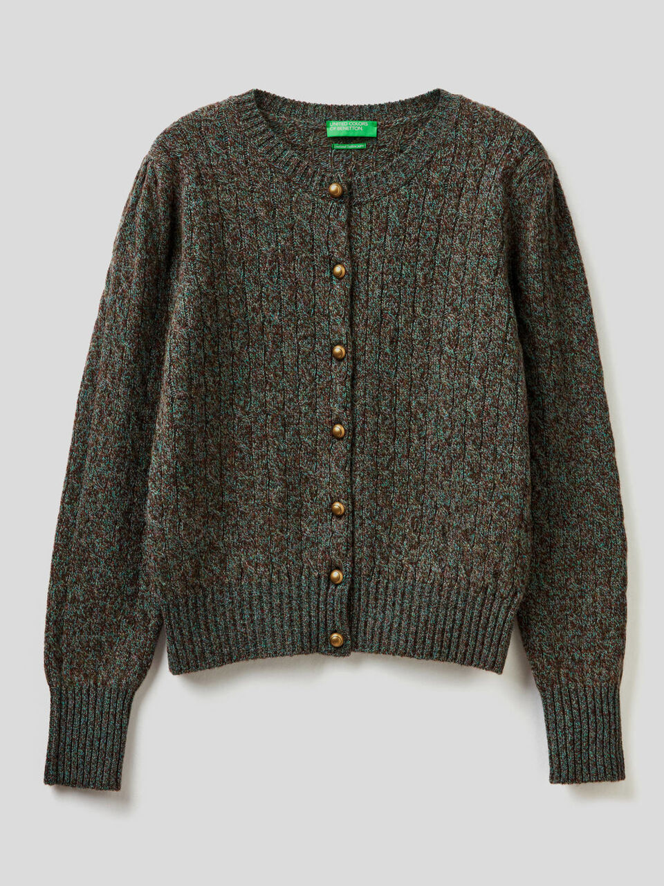 Cable knit cardigan in pure Shetland wool image number 1