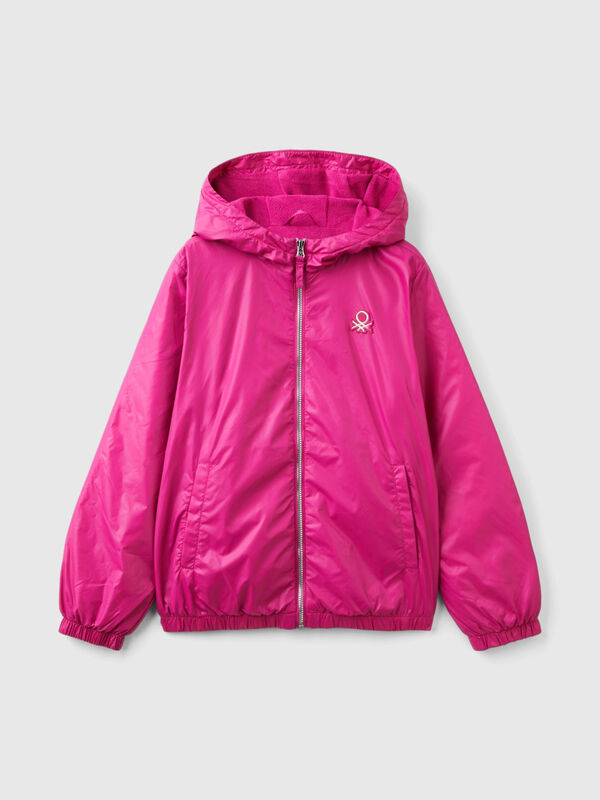 Glossy jacket with zip and hood Junior Girl